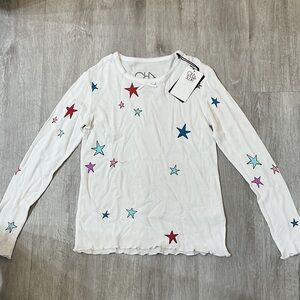 Chaser White Top with Colorful Star Accents